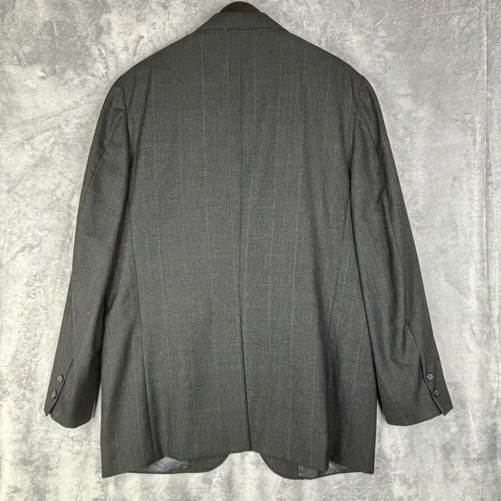 Vtg Brooks Brothers Blazer Men 42 Long 3 Button Pure Wool Gray Blue Plaid Jacket